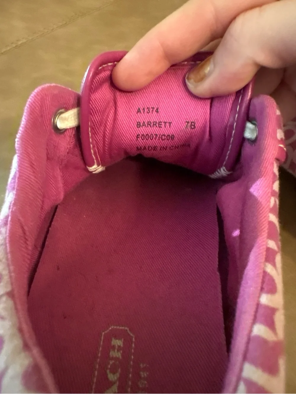 Coach pink white logo Barrett lace up shoes sneakers size 7B